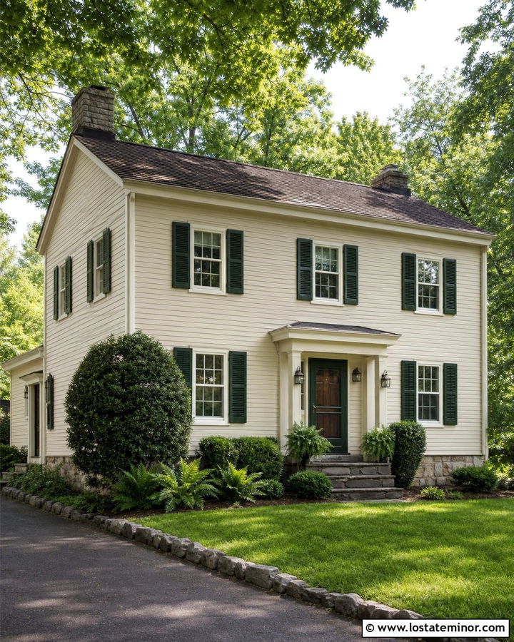 Beige House With Green Security Screen Door - 30 Beige House Design With Screen Door Ideas