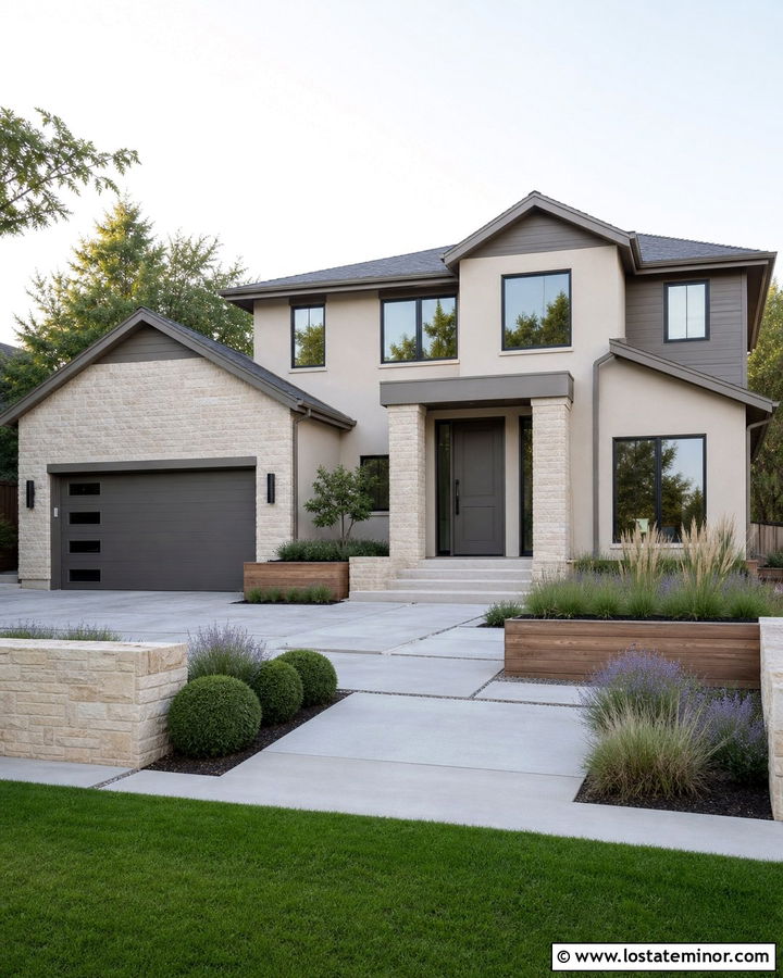 Beige House With Greige Front Door - 30 Beige House Design With Front Door Ideas