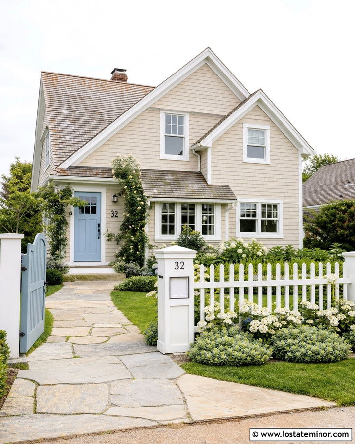 Beige House With Mailbox And Fence - 30 Beige House Design With Mailbox Ideas