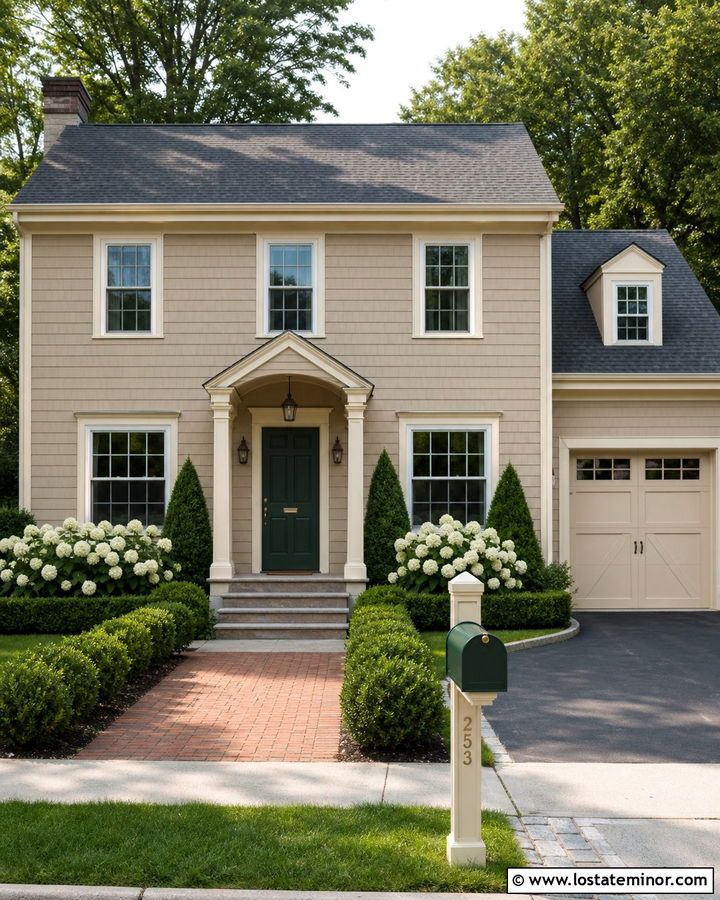 Beige House With Mailbox And Matching Front Door - 30 Beige House Design With Mailbox Ideas