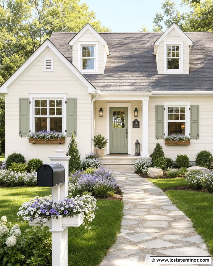 Beige House With Mailbox Planter - 30 Beige House Design With Mailbox Ideas