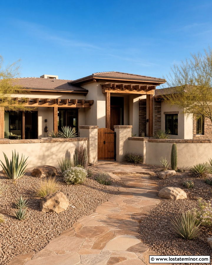 Beige House With Matching Beige Fence - 30 Beige House Design With Fence Ideas