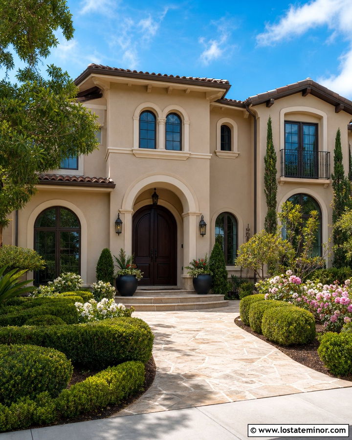 Beige House With Matching Beige Trim - 30 Beige House Design With Accents Ideas