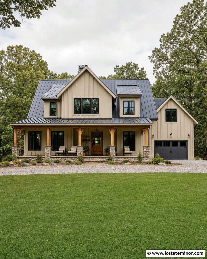 Beige House With Metal Roof - 30 Beige House Design With Accents Ideas