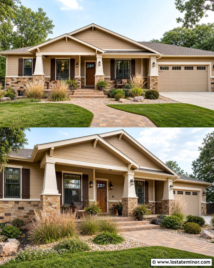 Beige House With Mixed Tan Stone Wainscoting - 30 Beige House Design With Wainscoting Ideas