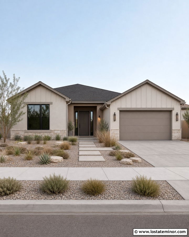 Beige House With Monochromatic Trim - 30 Beige House Design With Trim Ideas
