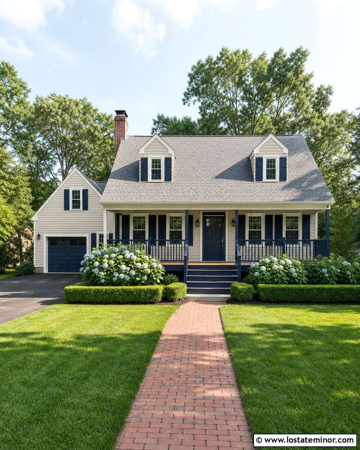 Beige House With Navy Blue Trim - 30 Beige House Design With Trim Ideas