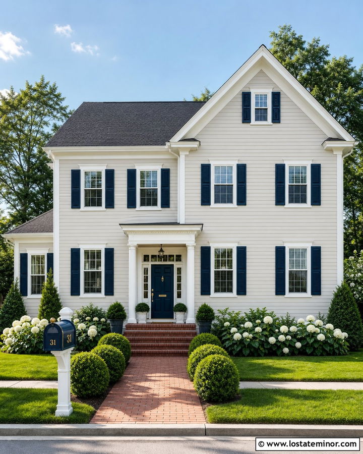 Beige House With Navy Mailbox - 30 Beige House Design With Mailbox Ideas