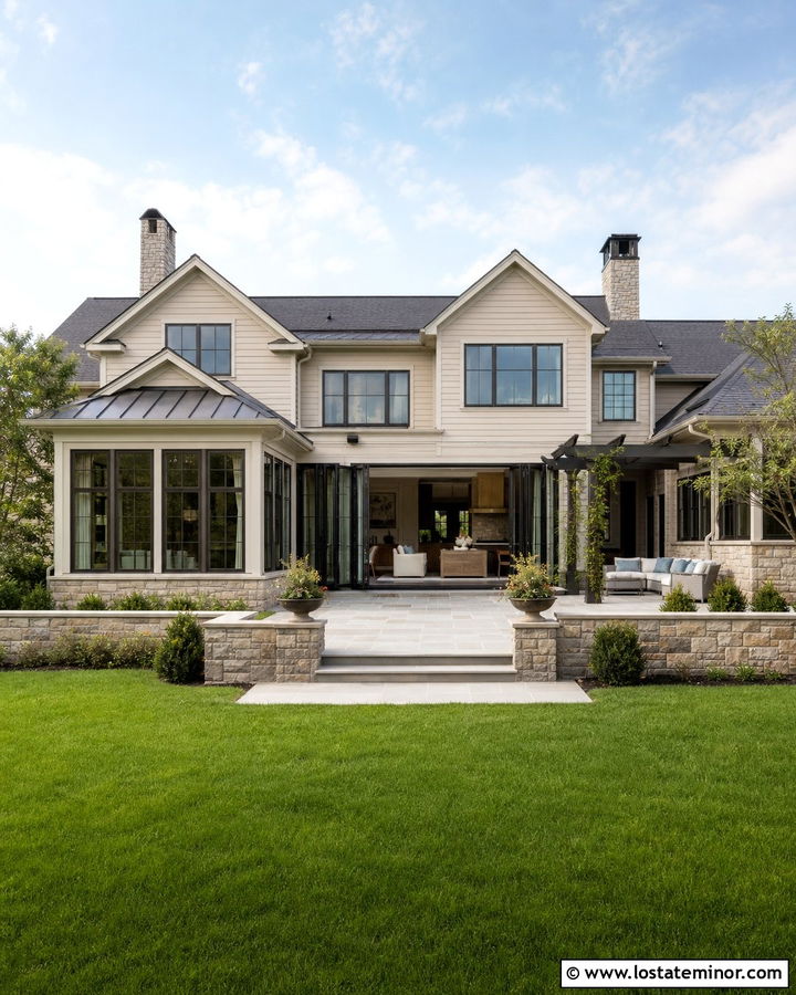 Beige House With Patio Connected Sunroom - 30 Beige House Design With Sunroom Ideas