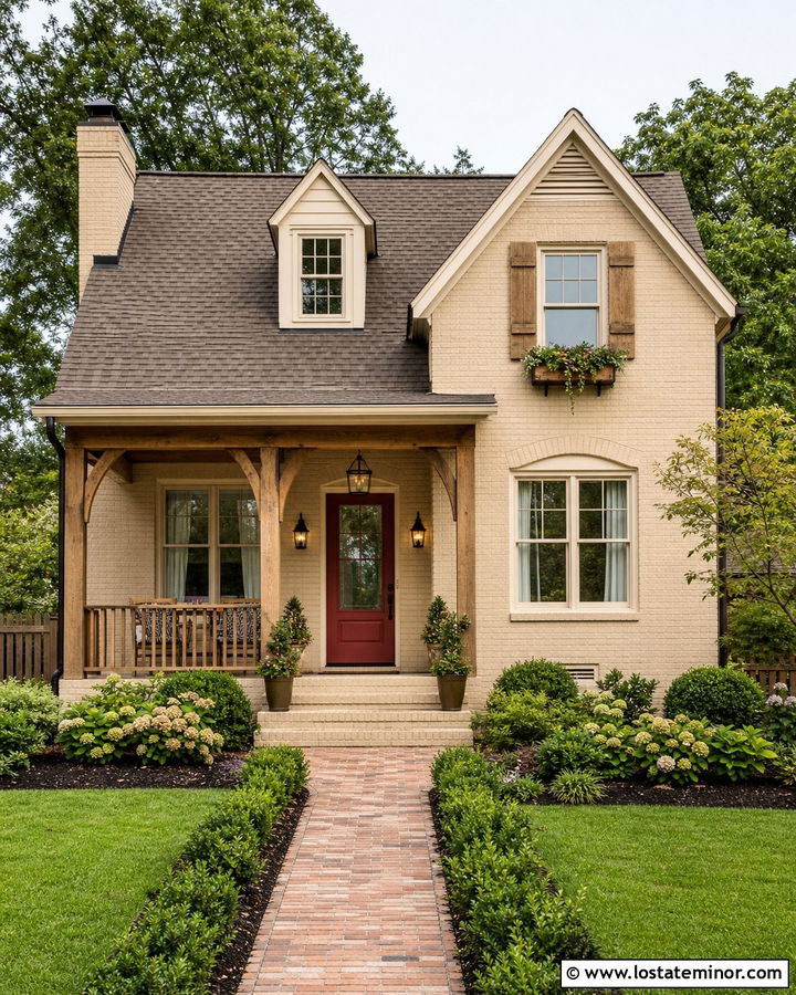 Beige House With Red Storm Door - 30 Beige House Design With Storm Door Ideas
