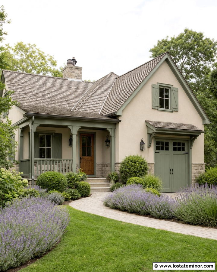 Beige House With Sage Green Trim - 30 Beige House Design With Trim Ideas
