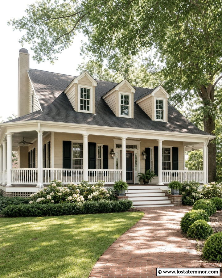 Beige House With Screen Door And Wraparound Porch - 30 Beige House Design With Screen Door Ideas