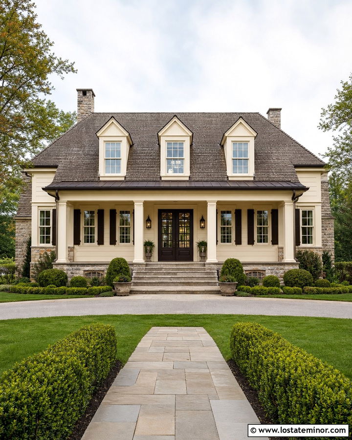 Beige House With Screened Double Doors - 30 Beige House Design With Screen Door Ideas