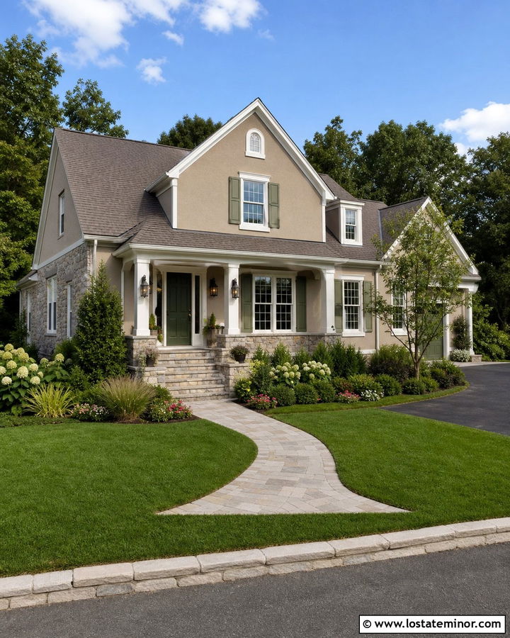 Beige House With Side Entry Steps - 30 Beige House Design With Steps Ideas