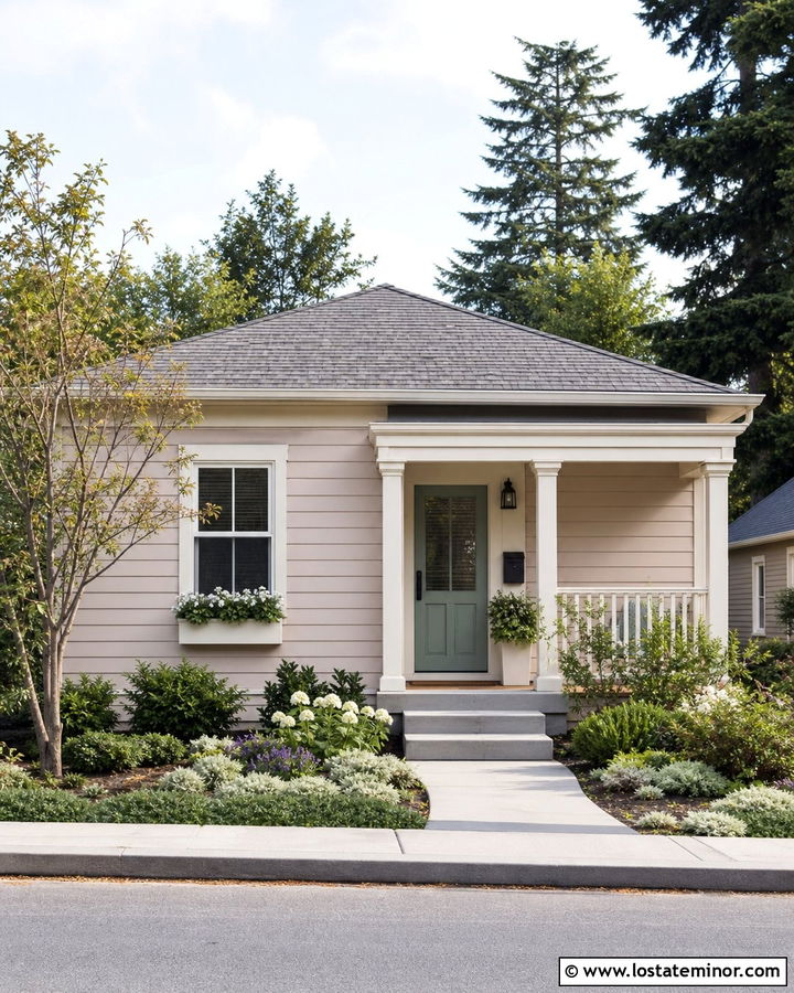 Beige House With Small Front Yard Landscaping - 30 Beige House Design With Landscaping Ideas