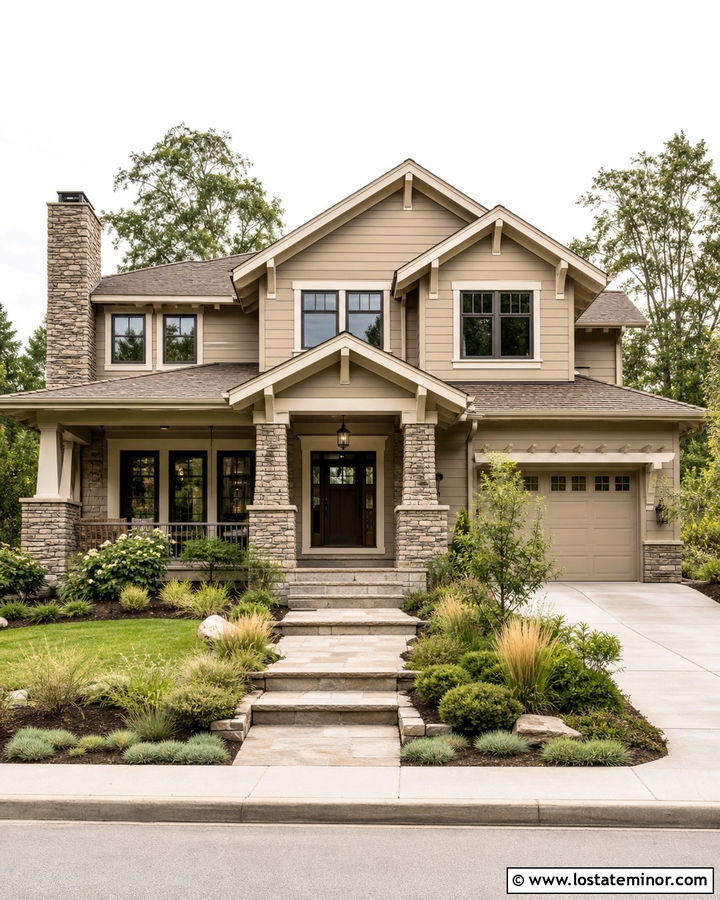 Beige House With Stone Trim - 30 Beige House Design With Trim Ideas
