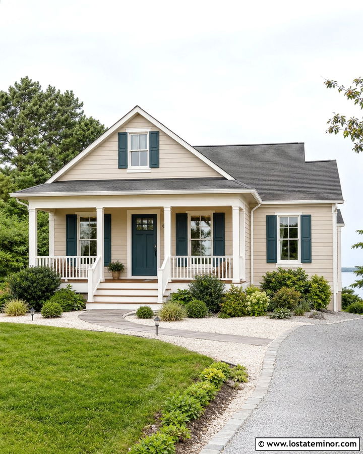 Beige House With Teal Trim - 30 Beige House Design With Trim Ideas