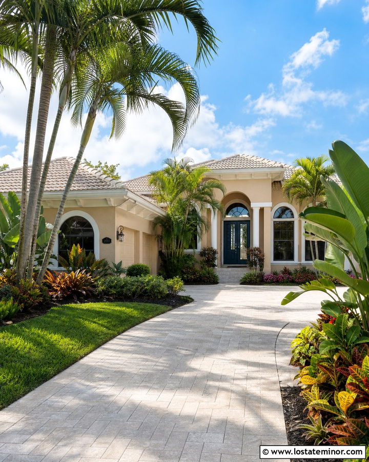 Beige House With Tropical Landscaping - 30 Beige House Design With Landscaping Ideas