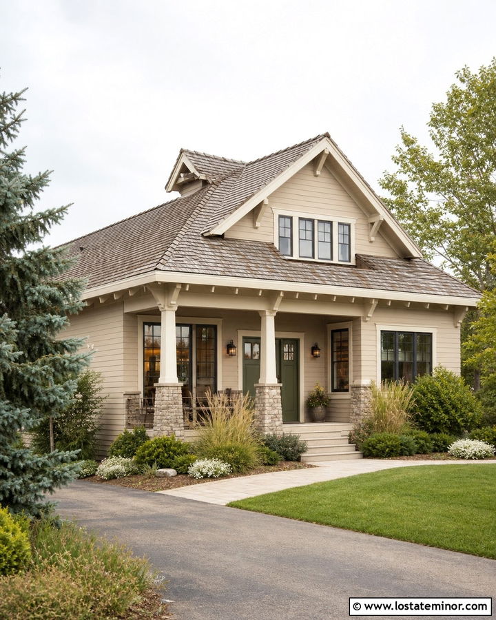 Beige House With Weathered Wood Shingles - 30 Beige House Design With Shingles Ideas