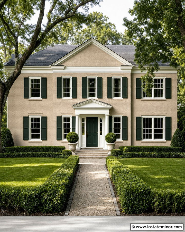 Beige House With White Frames And Shutters - 30 Beige House Design With Window Frames Ideas