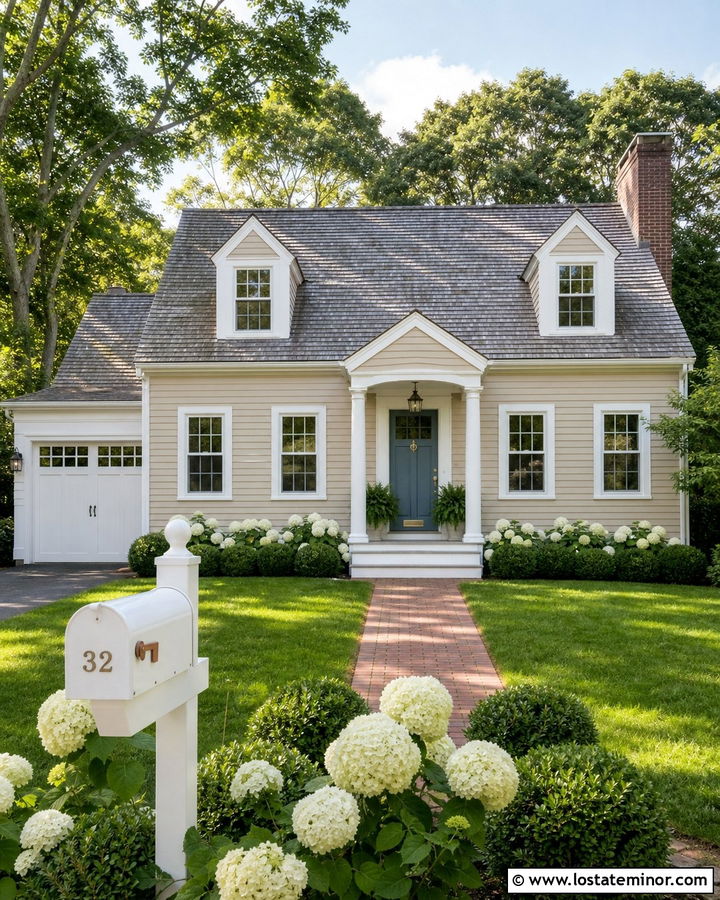 Beige House With White Mailbox - 30 Beige House Design With Mailbox Ideas