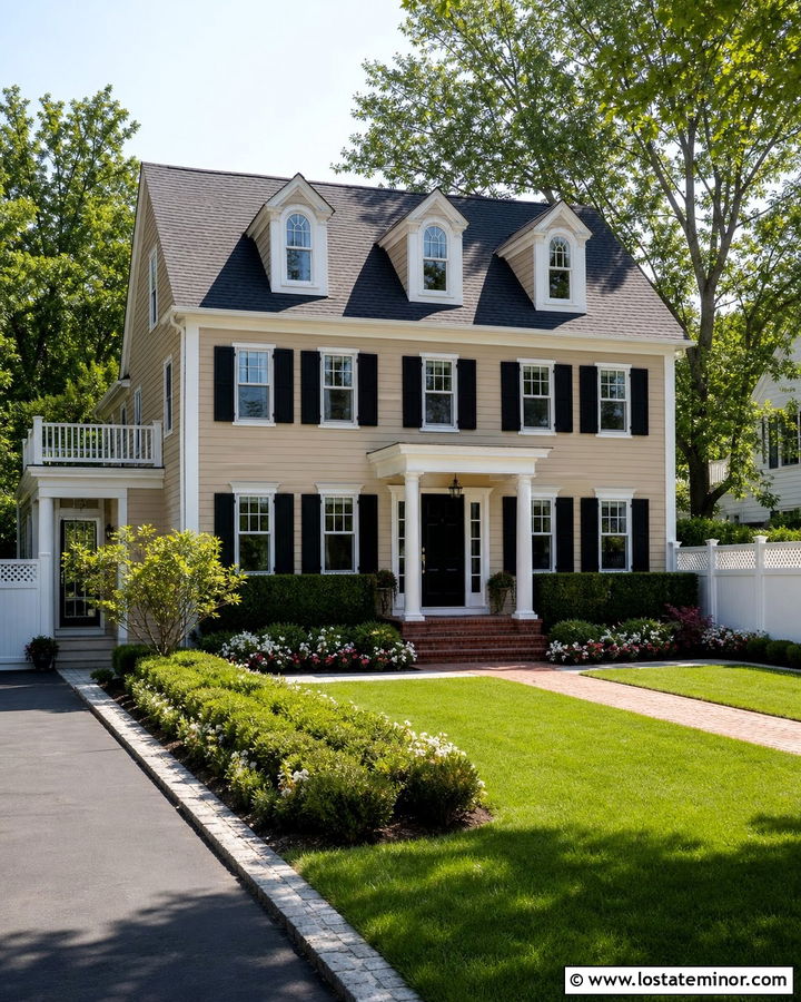 Beige House With White Privacy Fence - 30 Beige House Design With Fence Ideas