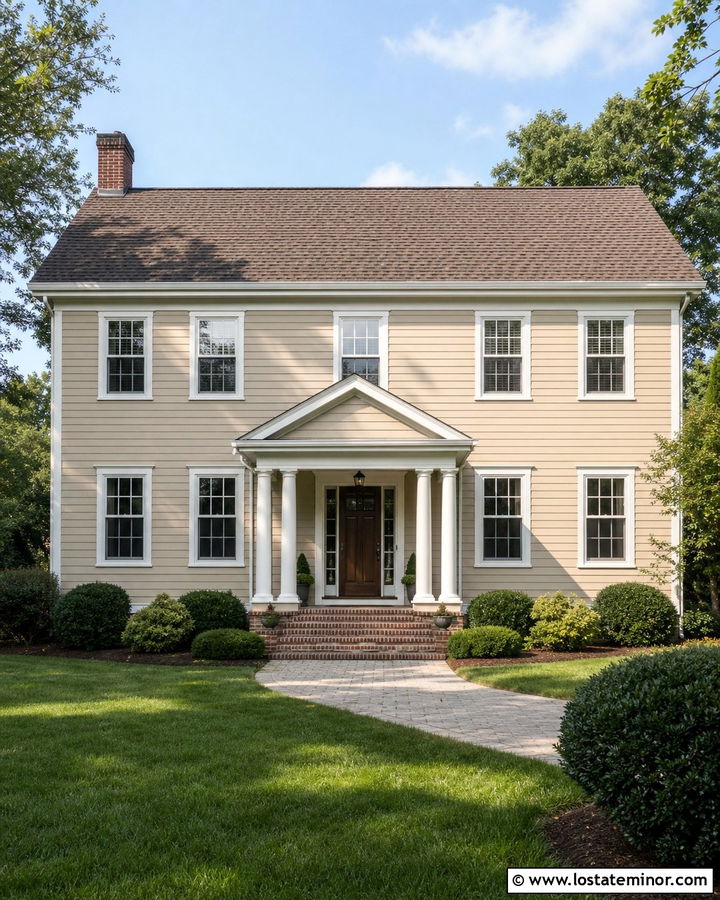 Beige House With White Trim - 30 Beige House Design With Trim Ideas
