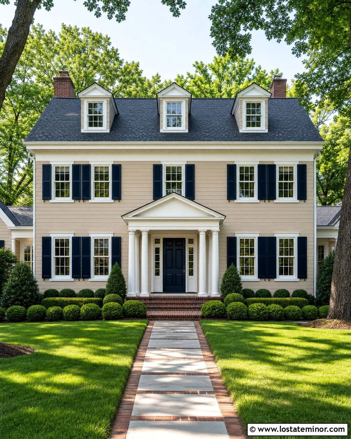 Beige House With White Window Frames - 30 Beige House Design With Window Frames Ideas