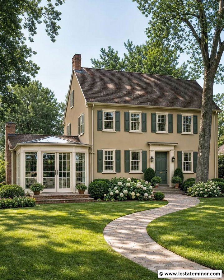 Beige House With White Window Sunroom - 30 Beige House Design With Sunroom Ideas