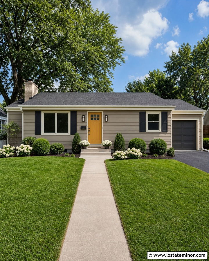 Beige House With Yellow Front Door - 30 Beige House Design With Front Door Ideas