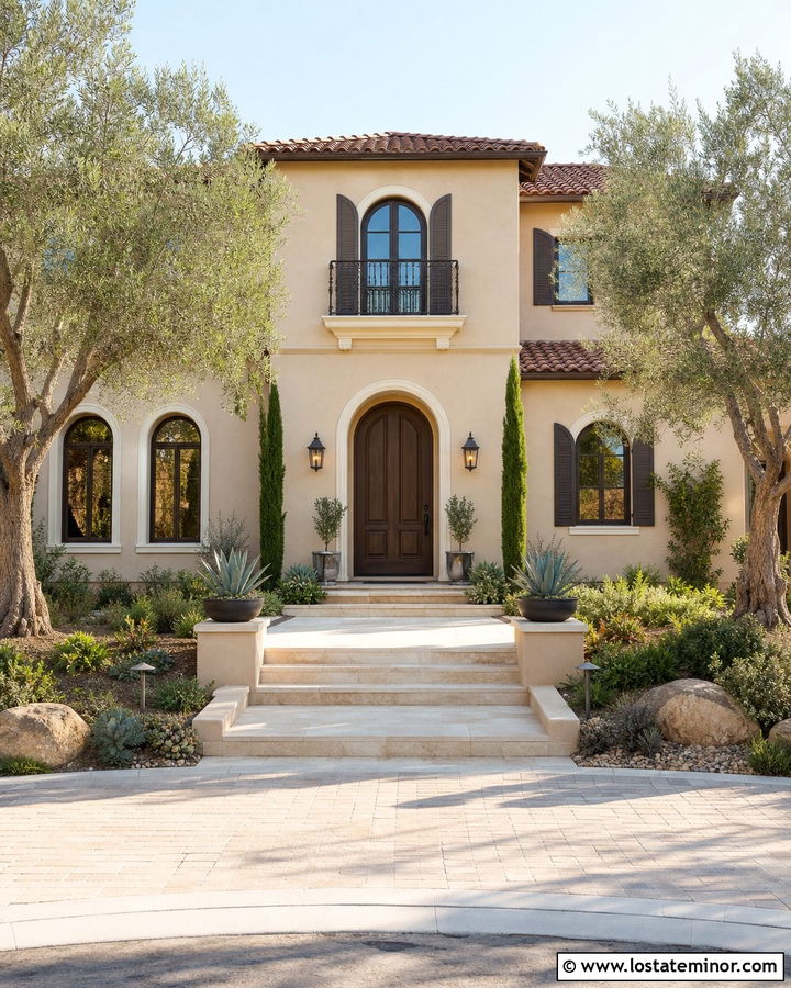 Beige Mediterranean House With Bronze Shutters - 30 Beige House Design With Shutters Ideas