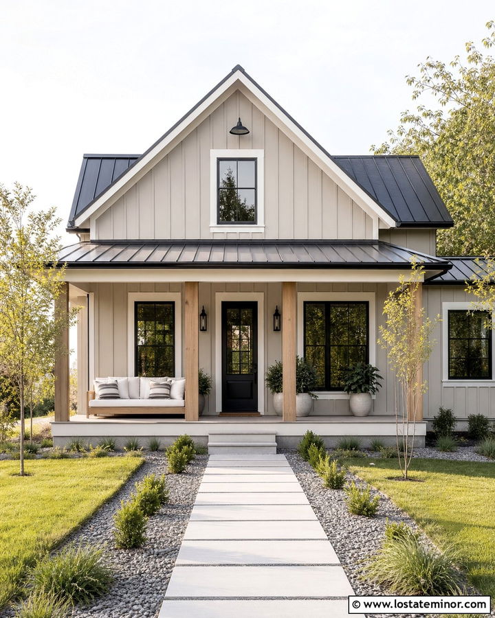 Beige Modern Farmhouse With Wood Daybed - 30 Beige House Design With Daybed Ideas