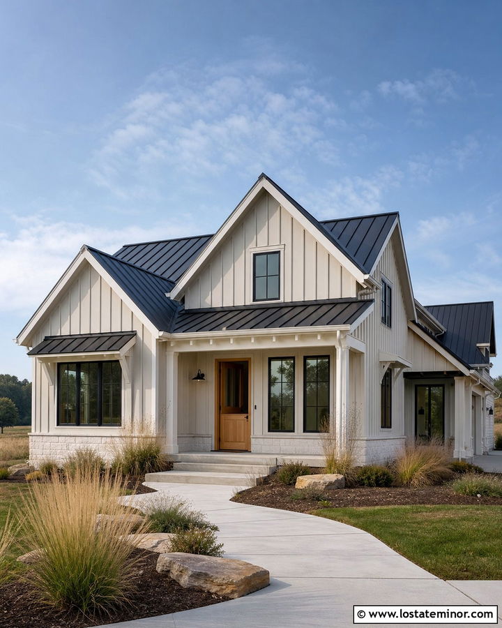 Beige Modern Farmhouse With Wood Dutch Door - 30 Beige House Design With Dutch Door Ideas