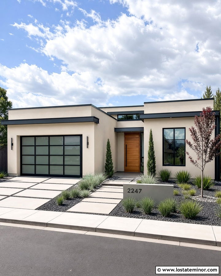 Beige Modern House With Minimal Landscaping - 30 Beige House Design With Landscaping Ideas