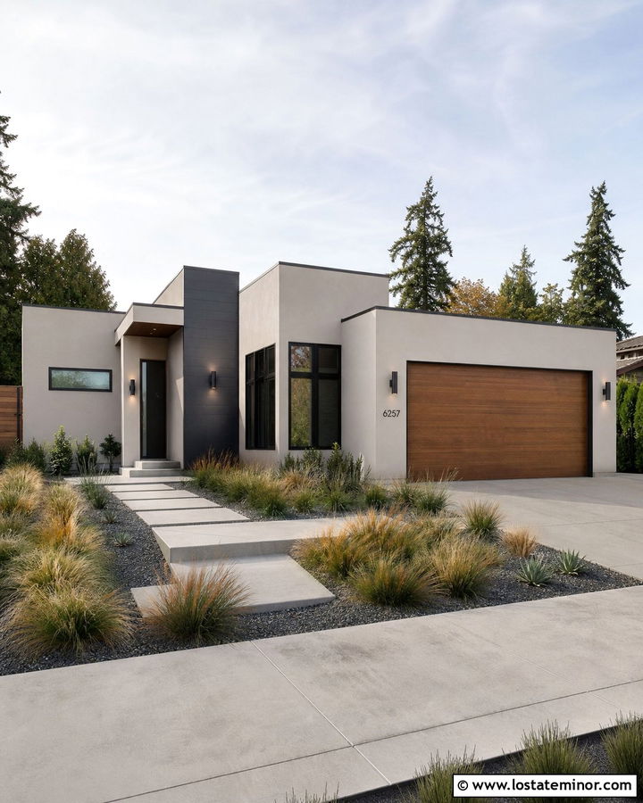 Beige Modern House With Up And Down Lights - 30 Beige House Design With Lighting Ideas