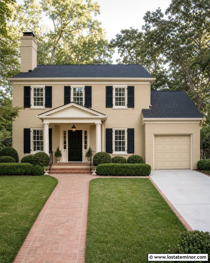 Beige Painted Brick House With Matching Chimney - 30 Beige House Design With Chimney Ideas