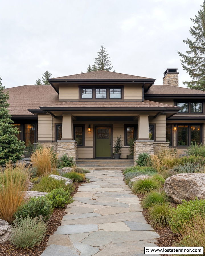Beige Prairie House With Olive Dutch Door - 30 Beige House Design With Dutch Door Ideas