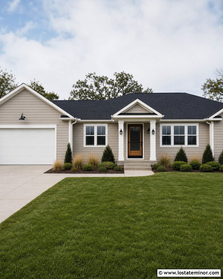 Beige Ranch House With Black Screen Door - 30 Beige House Design With Screen Door Ideas