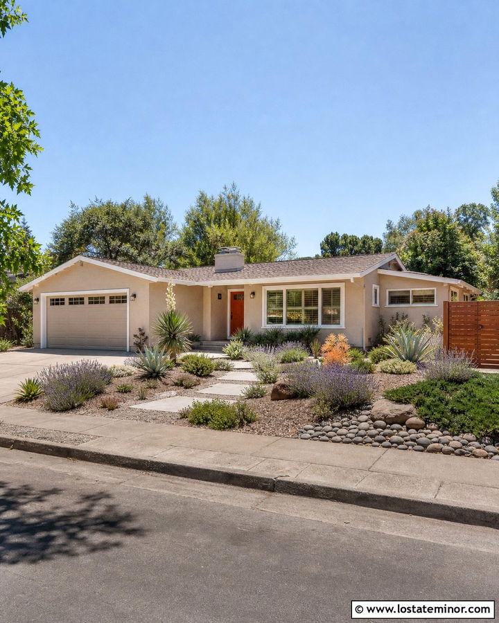 Beige Ranch House With Drought Tolerant Landscaping - 30 Beige House Design With Landscaping Ideas