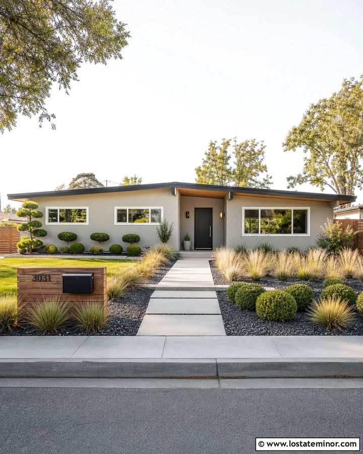 Beige Ranch House With Modern Mailbox - 30 Beige House Design With Mailbox Ideas