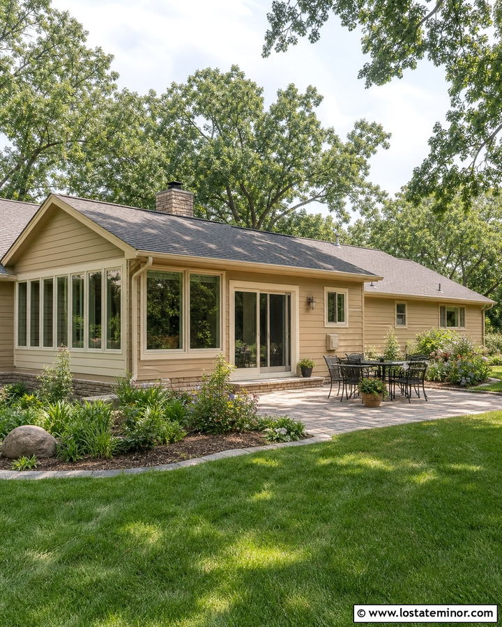 Beige Ranch House With Rear Sunroom - 30 Beige House Design With Sunroom Ideas