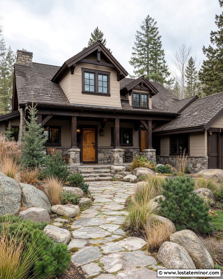 Beige Rustic House With Cedar Dutch Door - 30 Beige House Design With Dutch Door Ideas