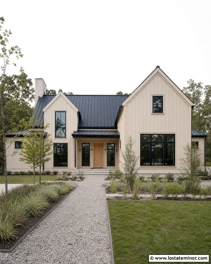 Beige Scandinavian House With Simple Gables - 30 Beige House Design With Gables Ideas