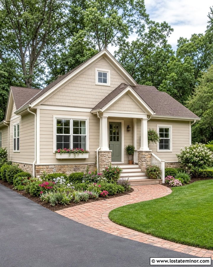 Beige Siding On A Small Cottage - 30 Beige House Design With Siding Ideas
