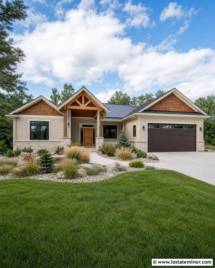 Beige Siding With Cedar Accents - 30 Beige House Design With Siding Ideas