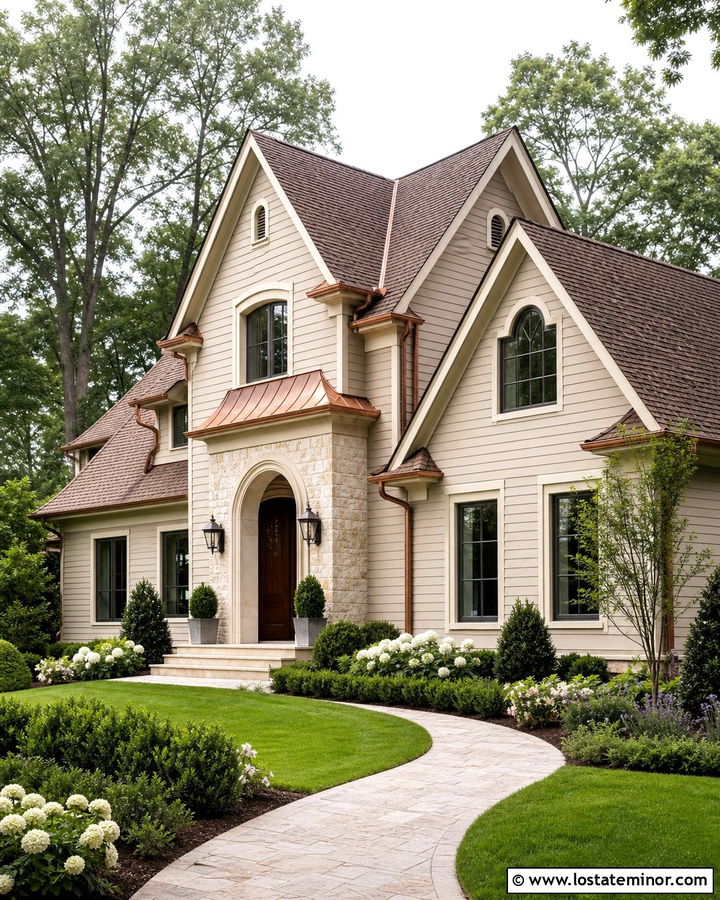 Beige Siding With Copper Accents - 30 Beige House Design With Siding Ideas