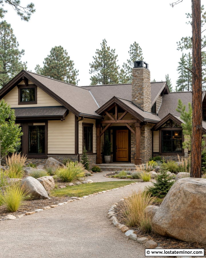 Beige Siding With Dark Brown Trim - 30 Beige House Design With Siding Ideas