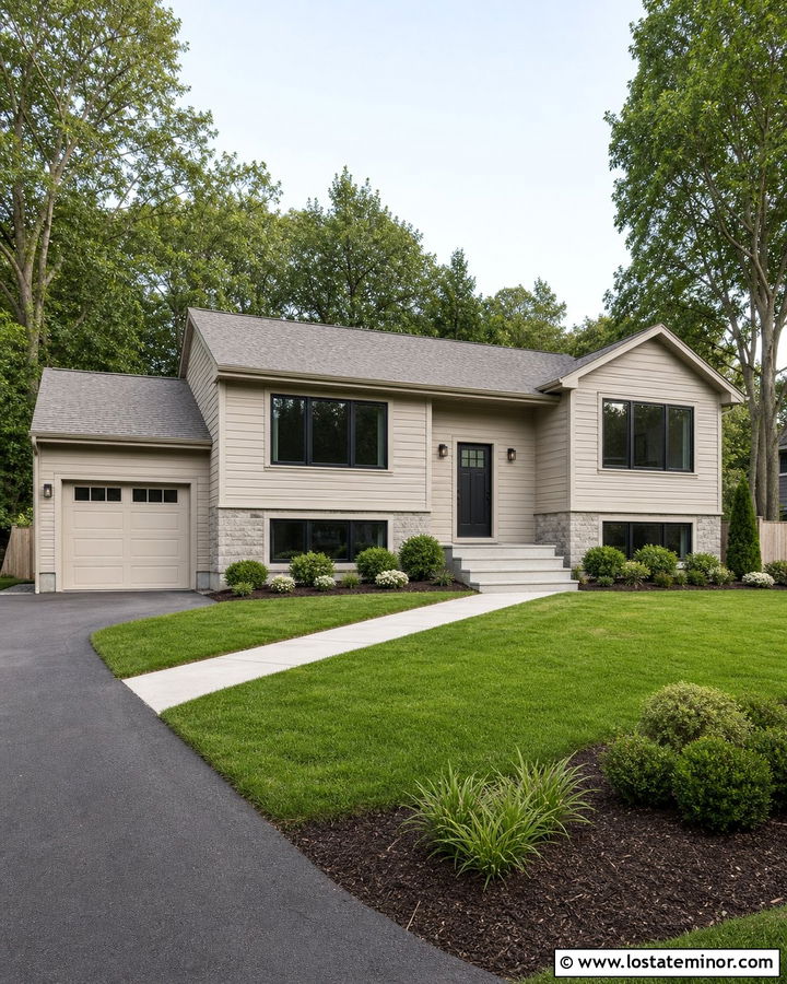 Beige Siding With Matching Garage Door - 30 Beige House Design With Siding Ideas