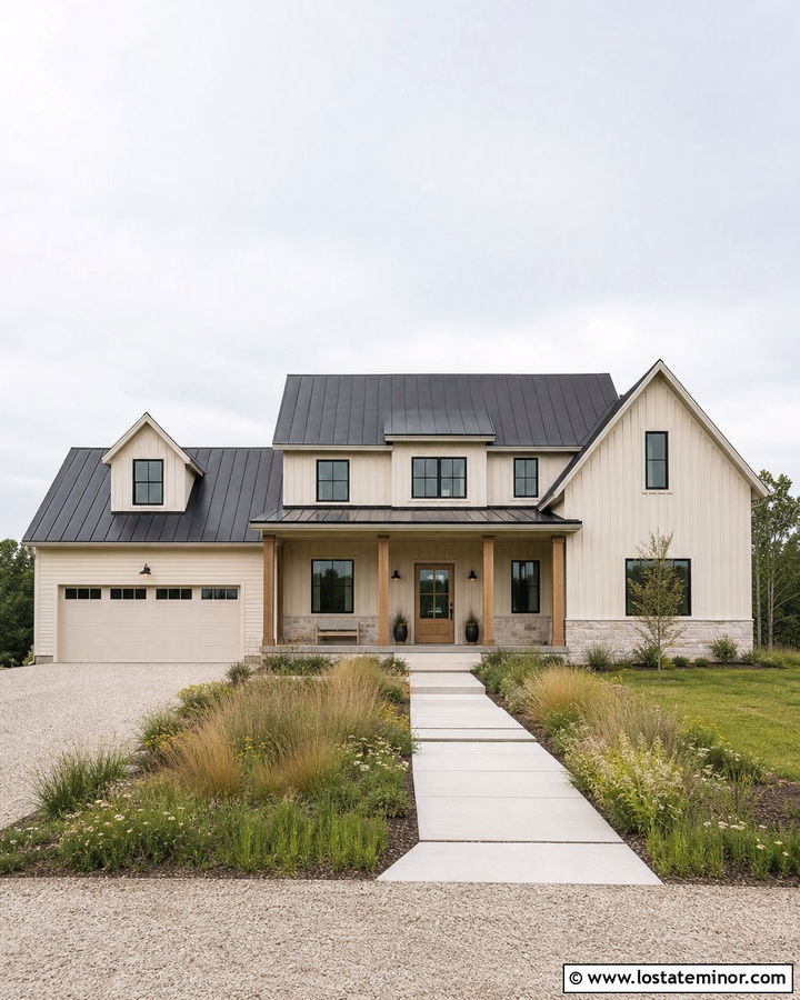 Beige Siding With Metal Roof - 30 Beige House Design With Siding Ideas