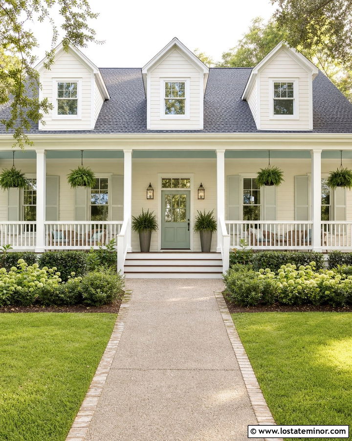 Beige Southern House With Pale Green Dutch Door - 30 Beige House Design With Dutch Door Ideas